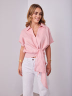 COMO LINEN SHIRT - DUSTY PINK