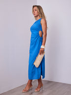 PAROS LINEN DRESS - BLUE