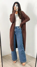 MAXWELL LONG CARDI - CHOCOLATE
