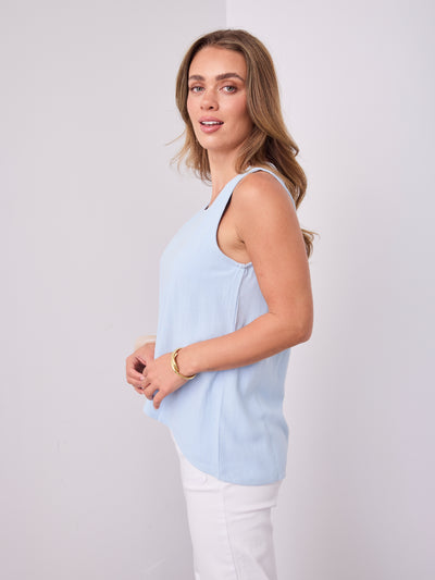 TALIA LINEN TOP - BABY BLUE