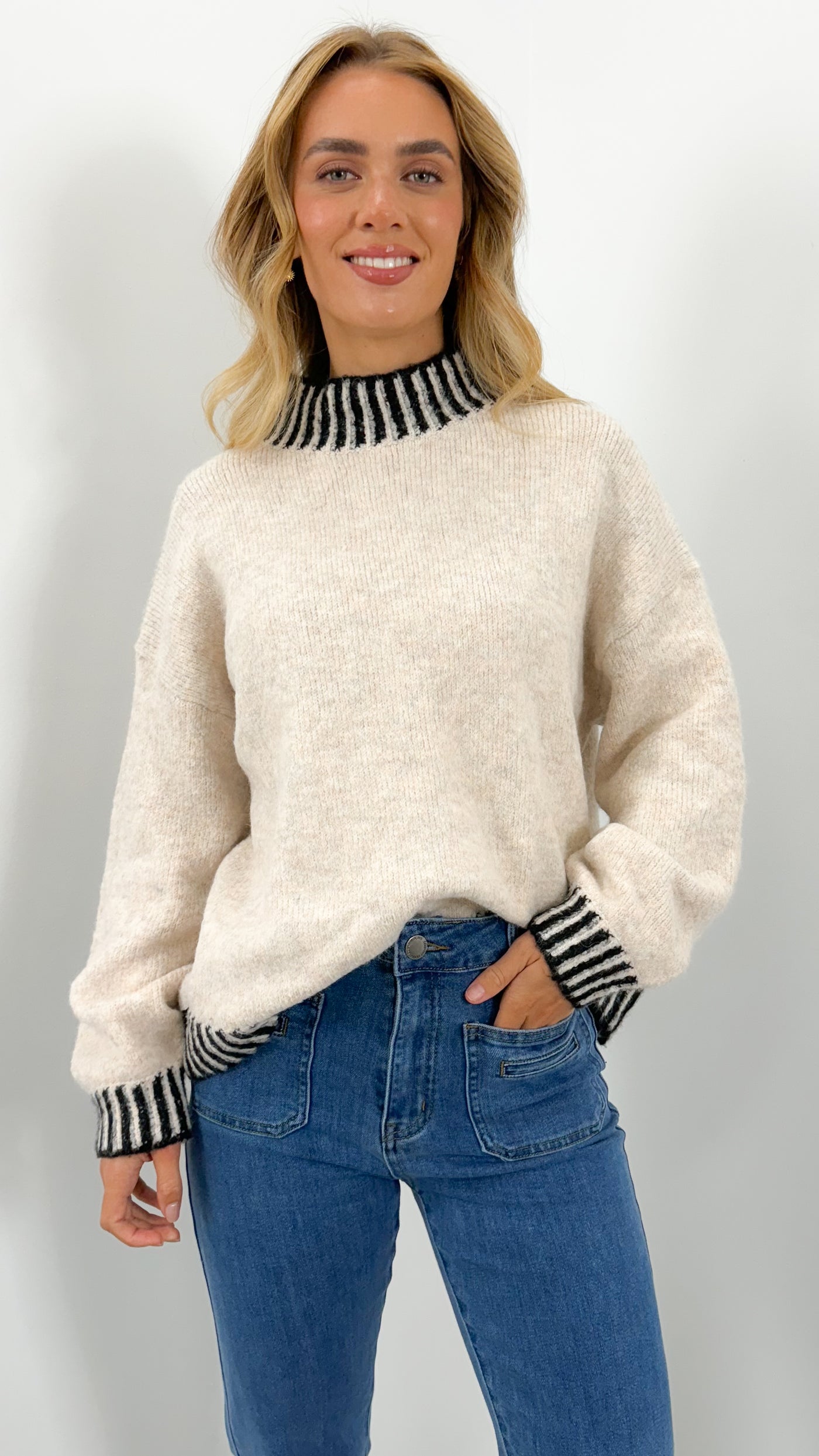BESSIE STITCH KNIT - LATTE