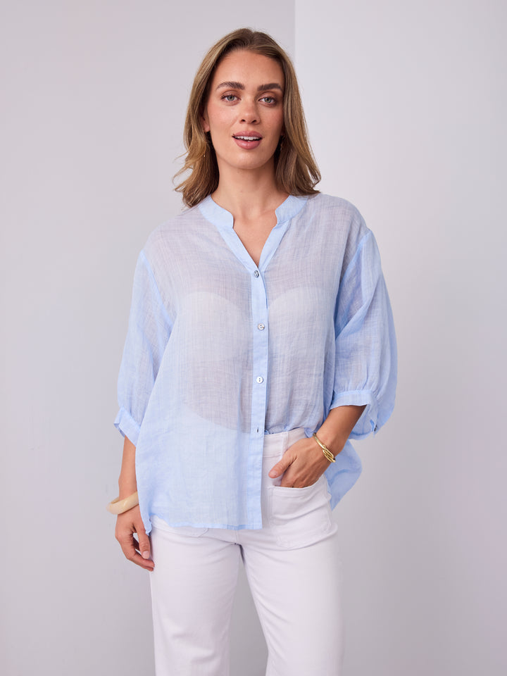 CATHY LINEN SHIRT - ICE BLUE