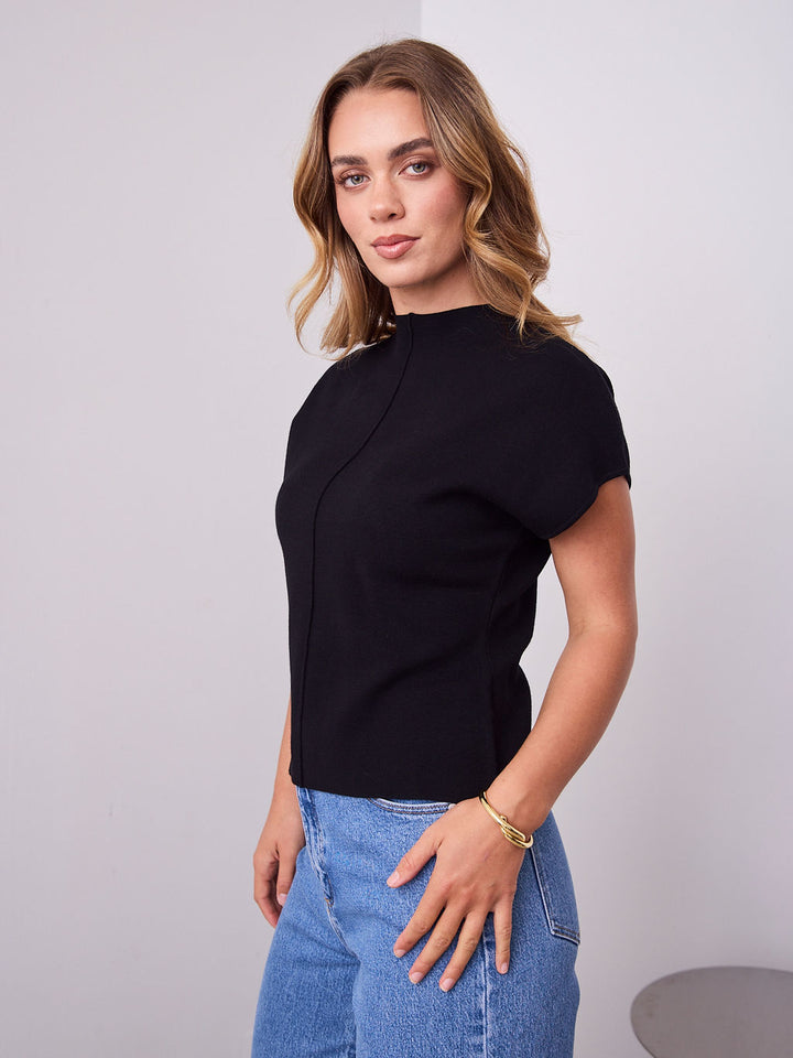 ROWE KNIT TOP - BLACK