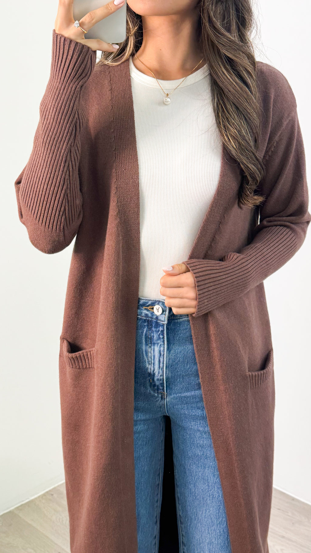 MAXWELL LONG CARDI - CHOCOLATE