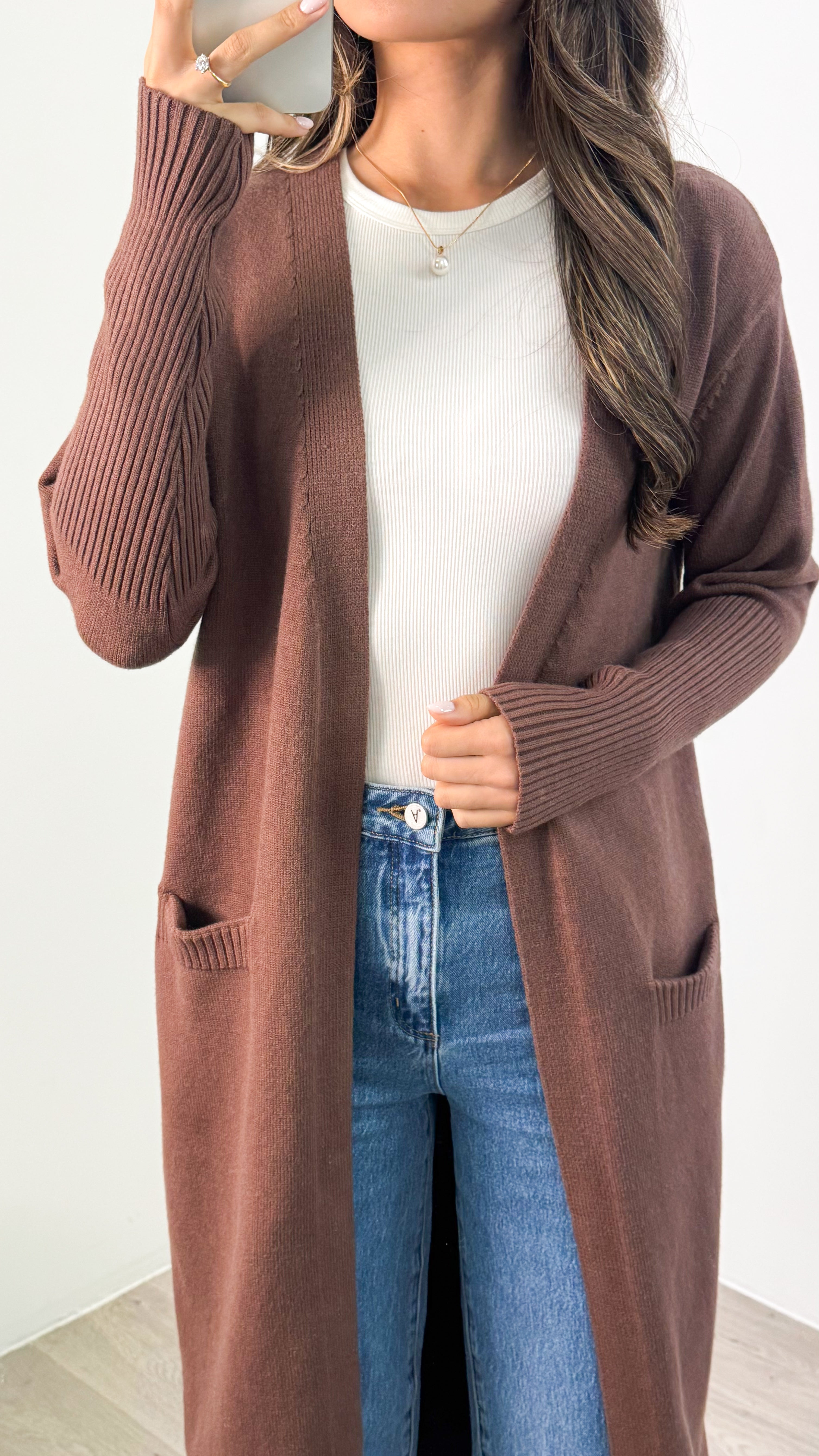 MAXWELL LONG CARDI - CHOCOLATE