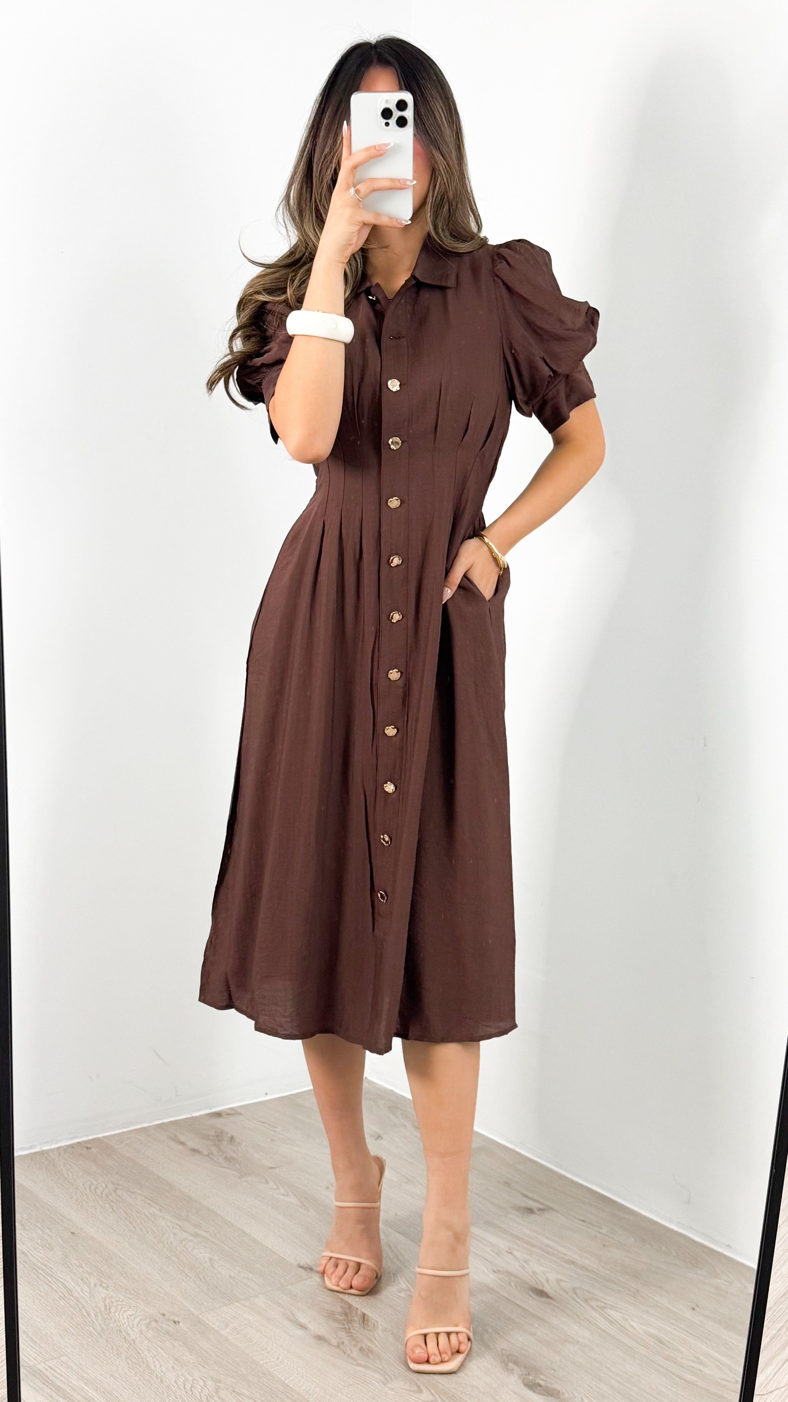 CASSANDRA DRESS - CHOCOLATE