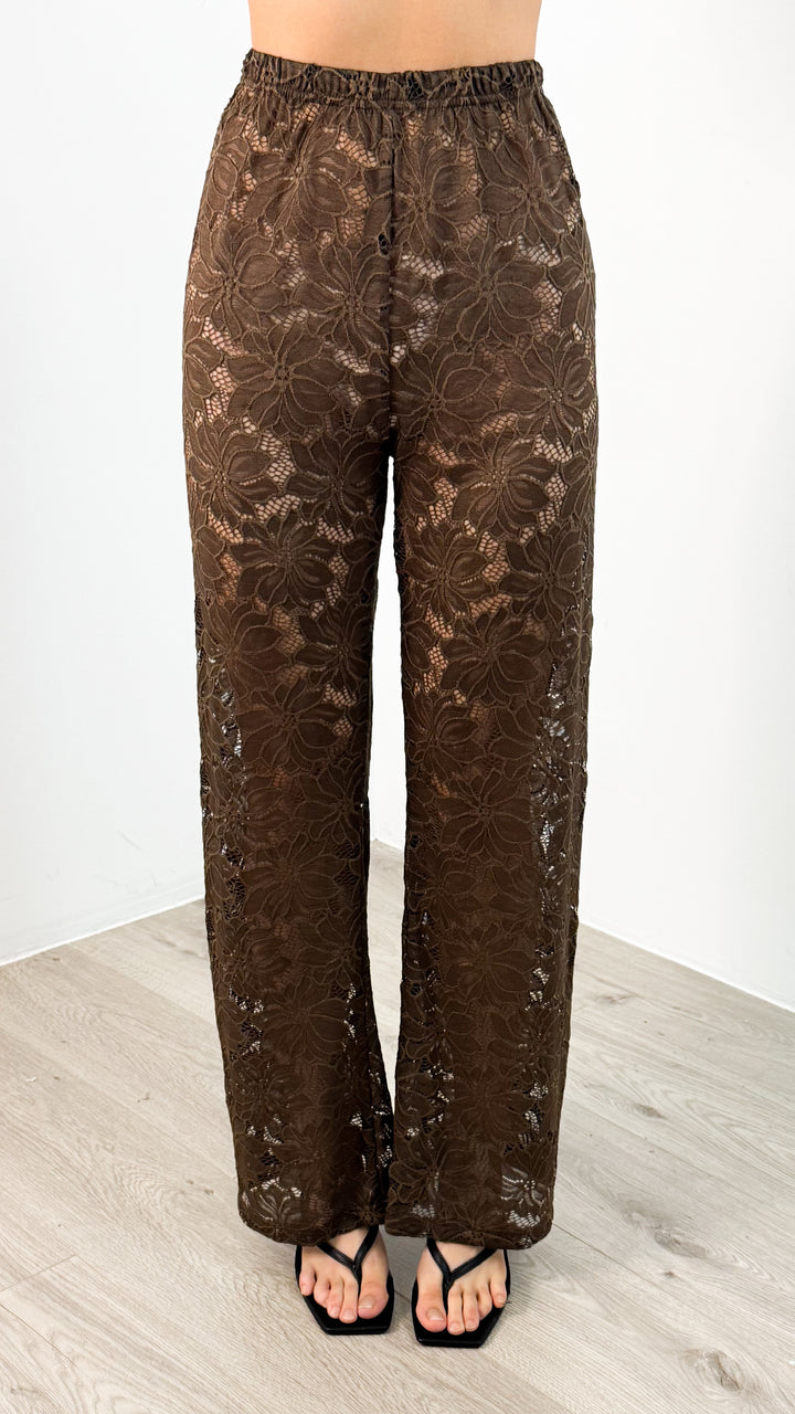 NADINE SHIRT & PANT SET - CHOCOLATE