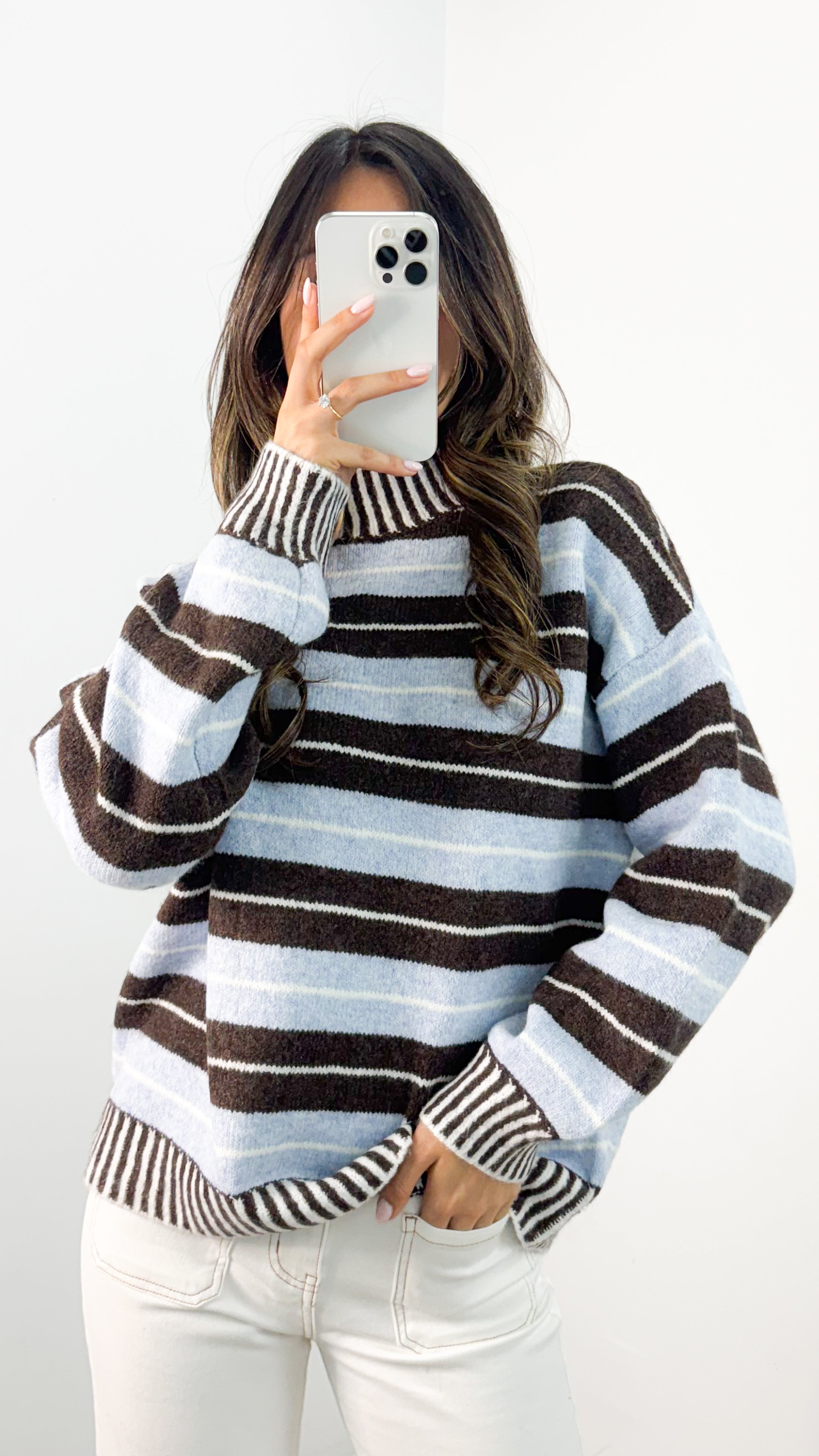 BESSIE STRIPE KNIT - CHOCOLATE/BLUE ( ETA end May )