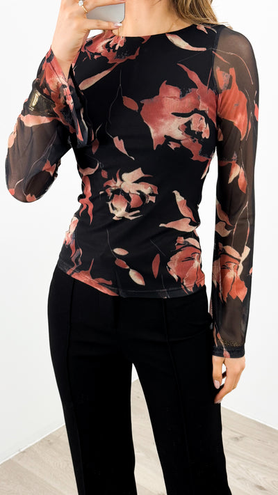 ESTELLE MESH TOP - BLACK