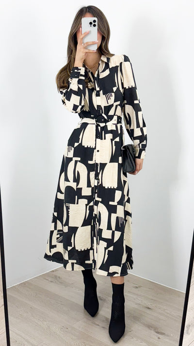 ARTE DRESS - BLACK + BEIGE