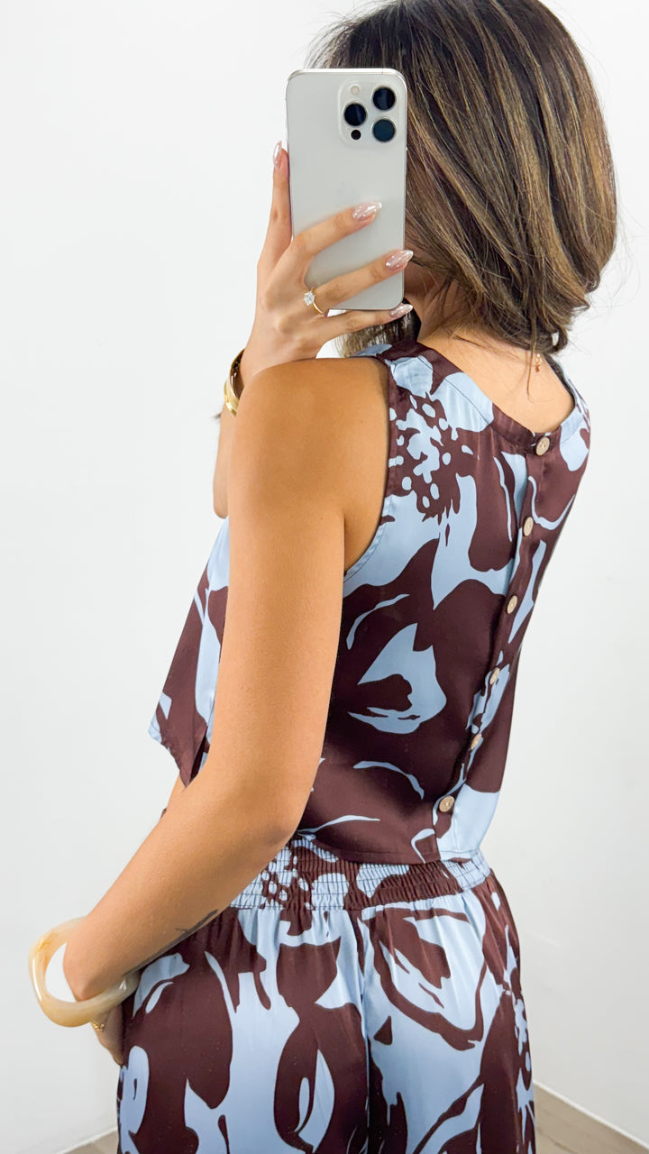 LUMINA TOP - CHOCOLATE/BABY BLUE