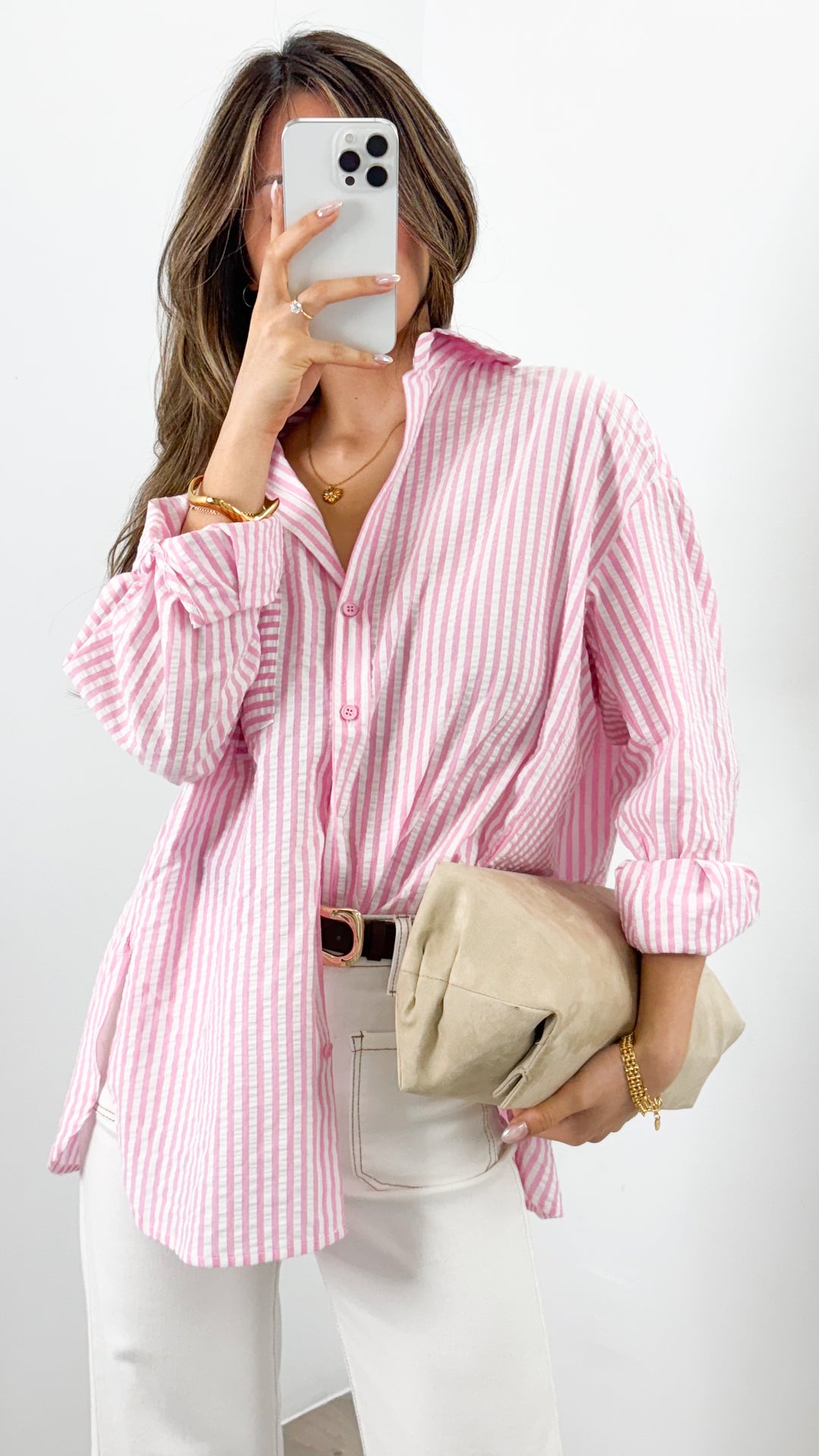 THURSDAY STRIPE SHIRT - PINK