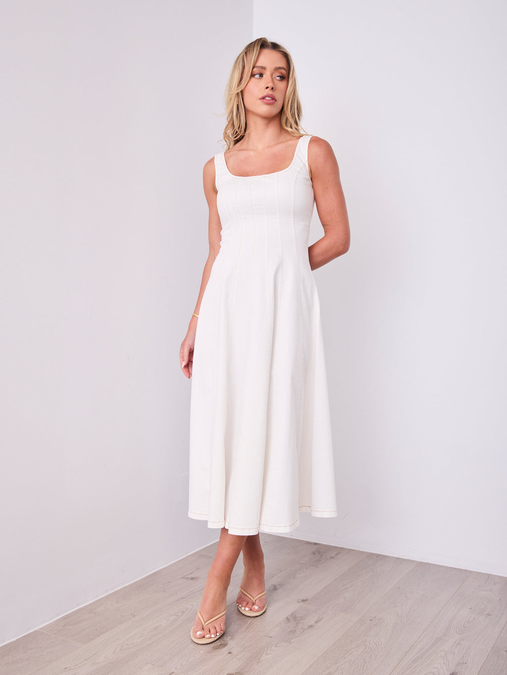 EVE DENIM DRESS - WHITE