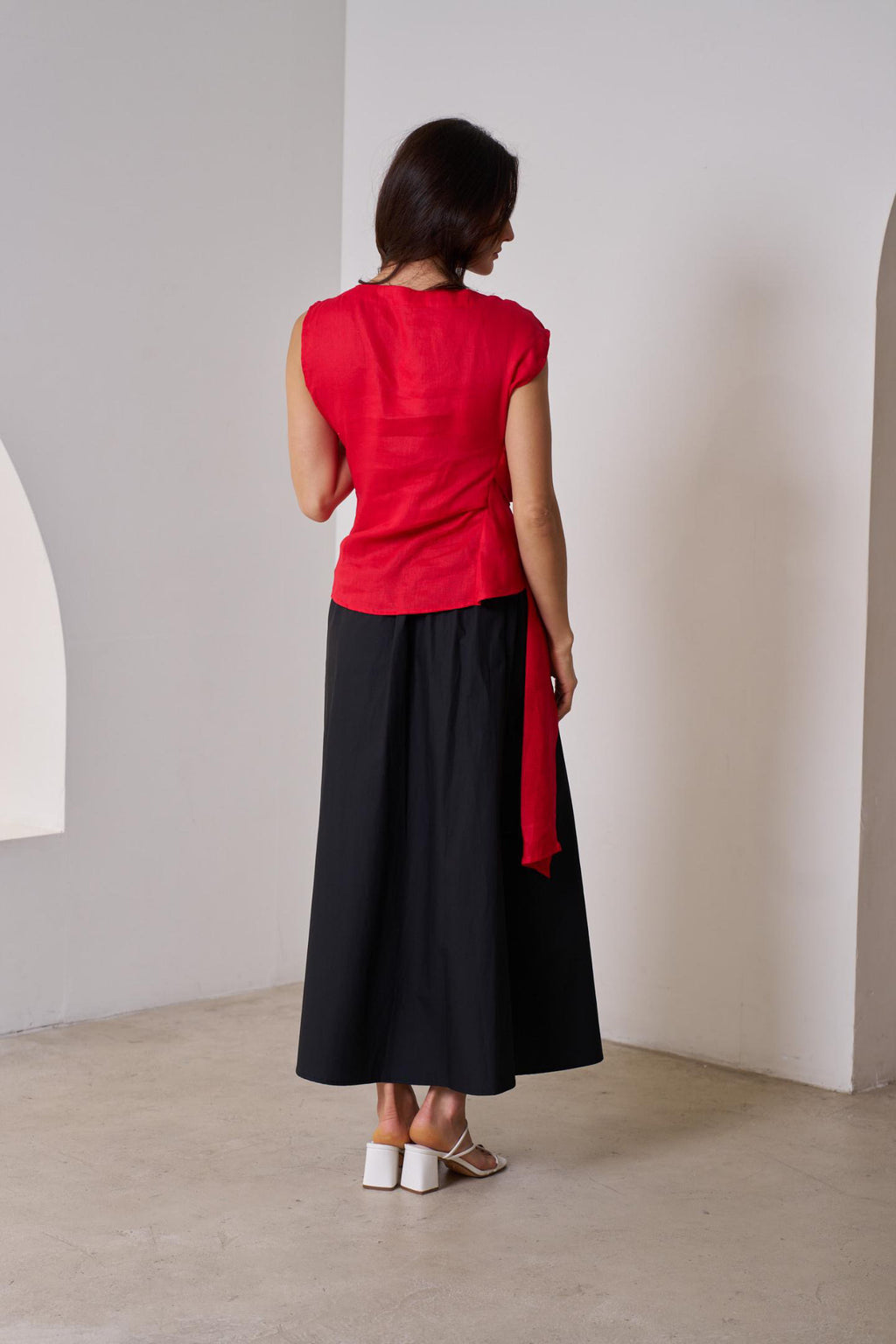 ZOE LINEN TOP - RED