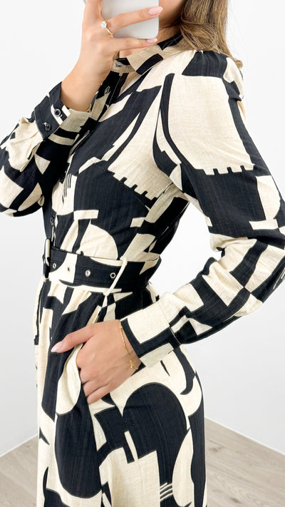ARTE DRESS - BLACK + BEIGE