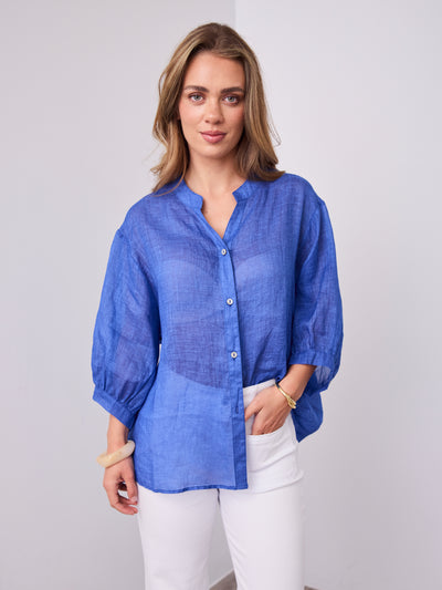 CATHY LINEN SHIRT - ROYAL BLUE