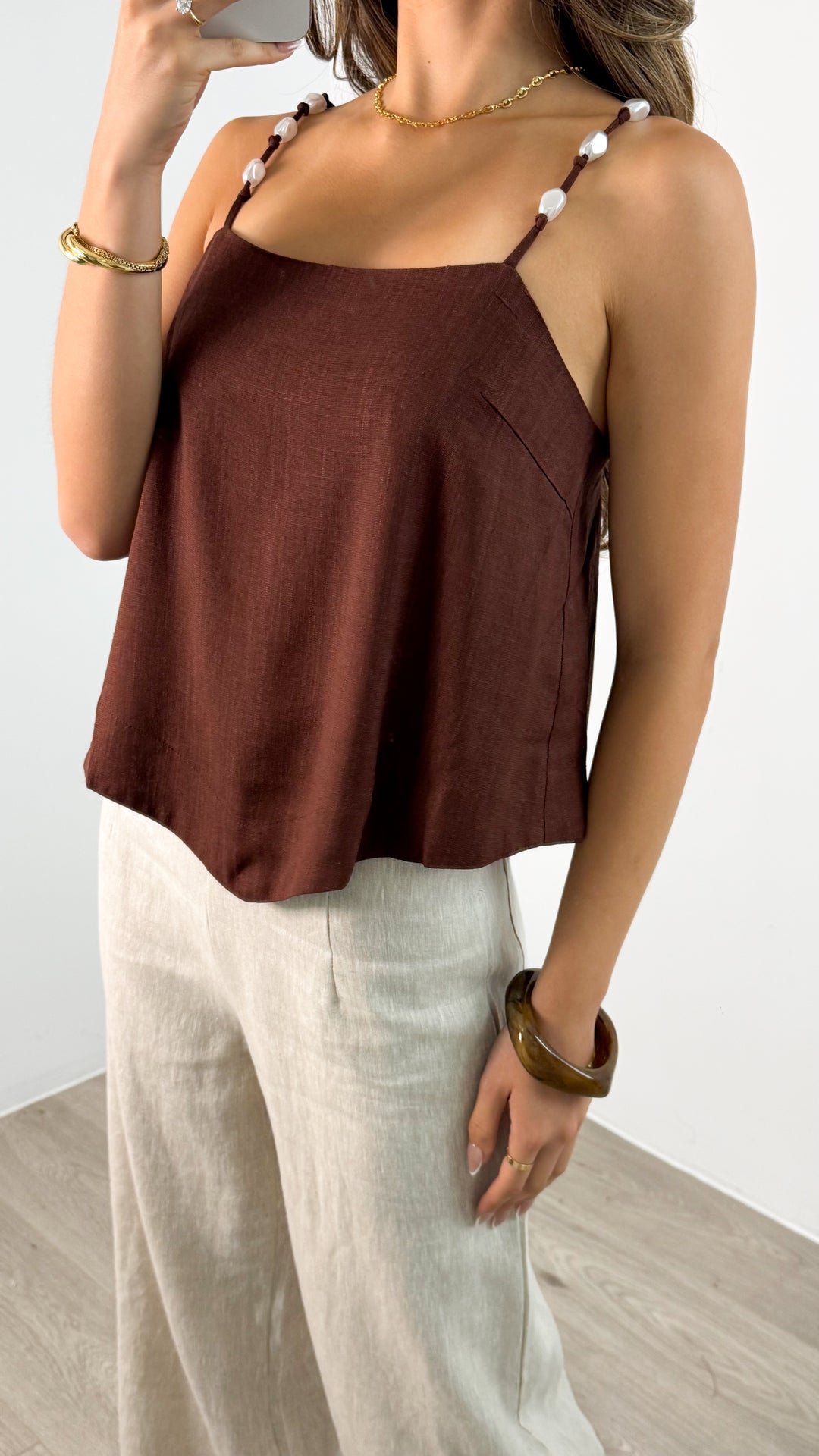 PORTELLI TOP - CHOCOLATE