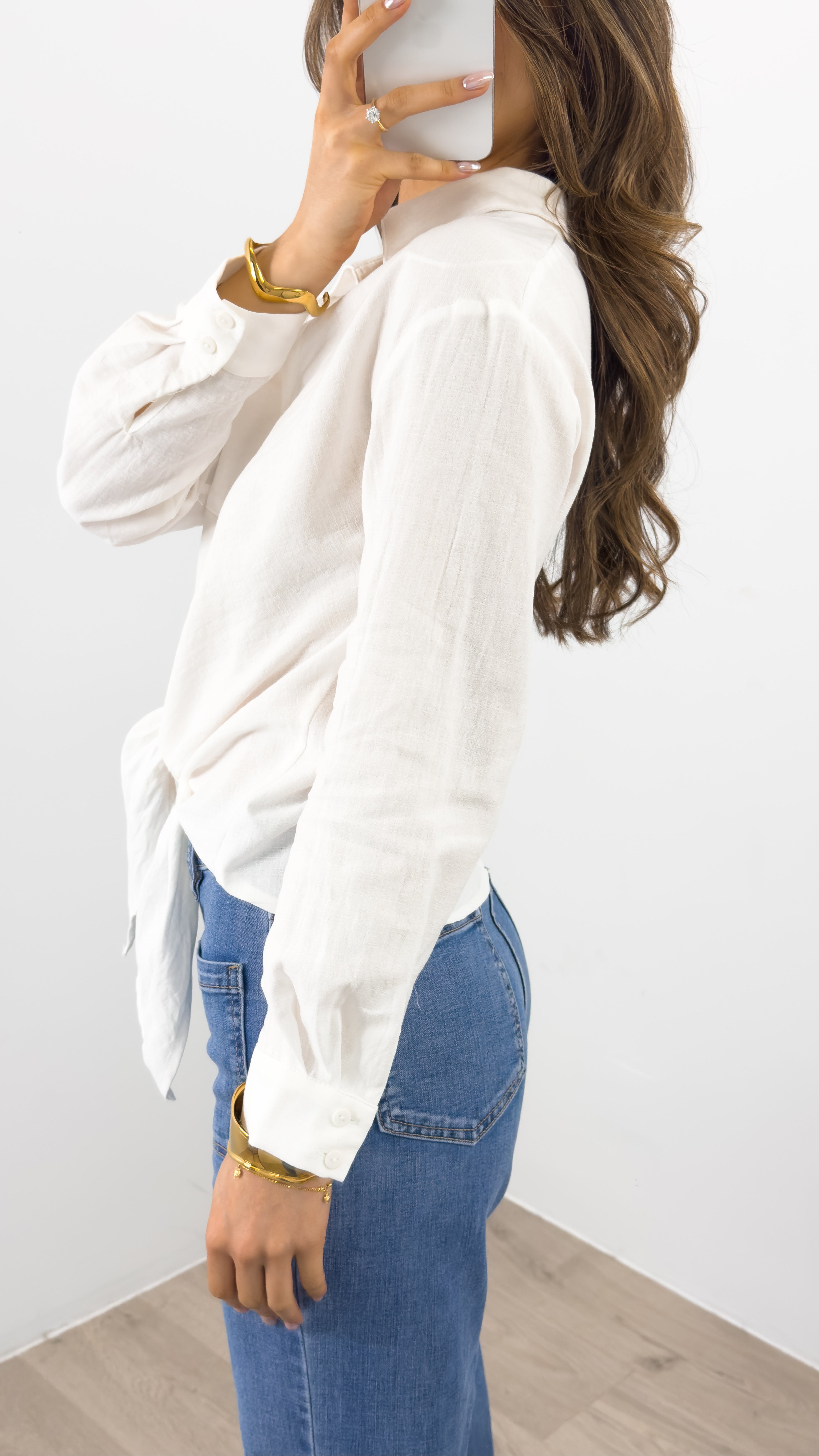 MACY TIE FRONT SHIRT - WHITE