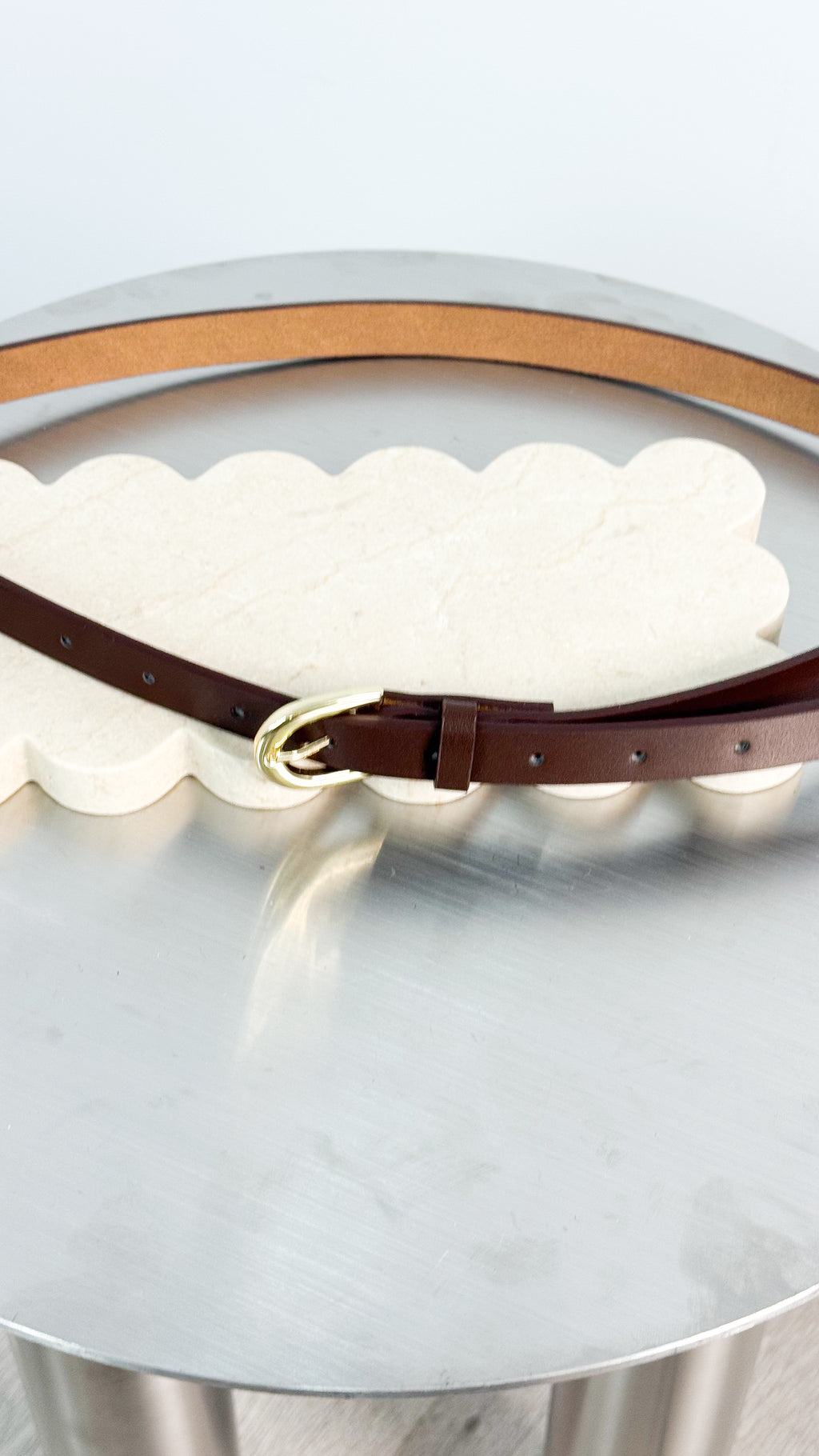 LOMANCE SKINNY BELT - CHOCOLATE/GOLD