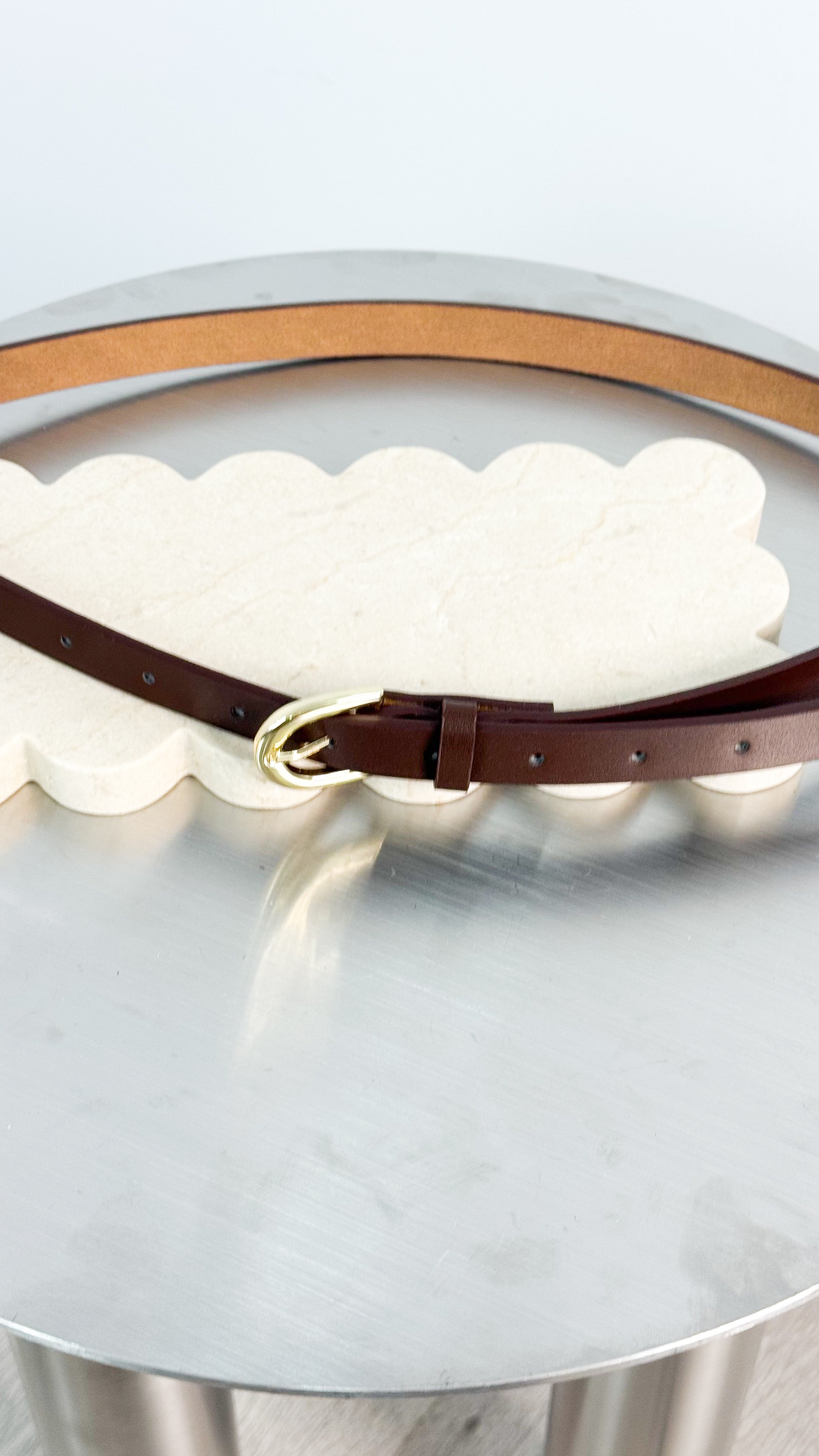 LOMANCE SKINNY BELT - CHOCOLATE/GOLD