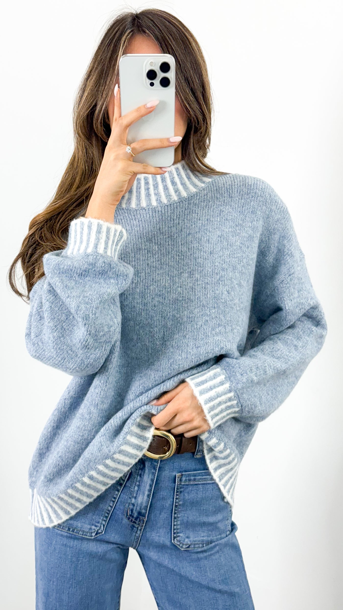 BESSIE STITCH KNIT - BLUE