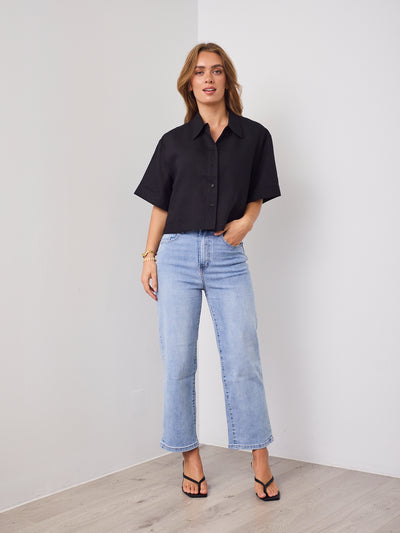 RODELL LINEN SHIRT - BLACK