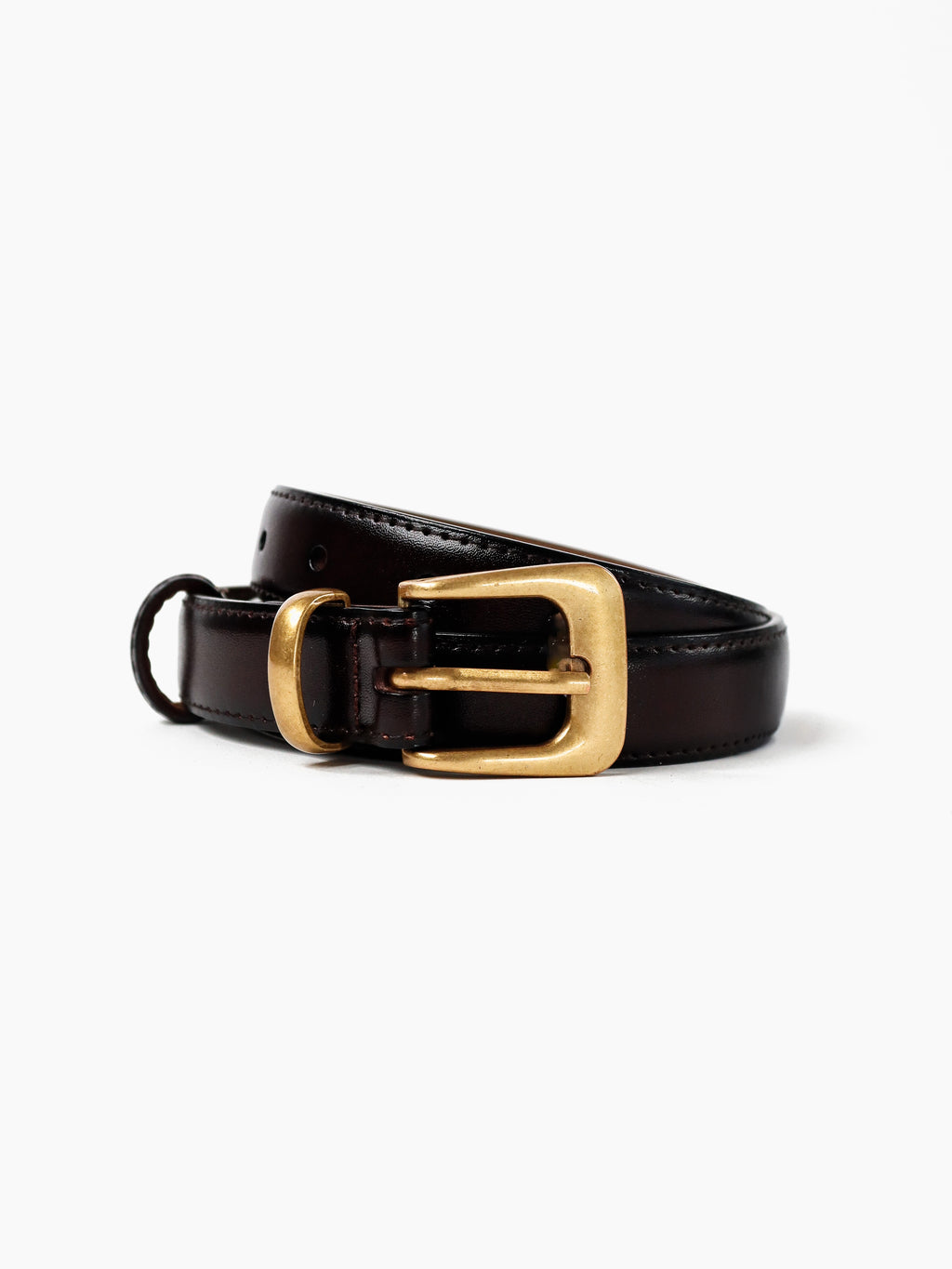 GRETA THIN GENUINE LEATHER BELT - CHOCOLATE