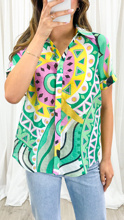 WINNIE BLOUSE - GREEN PRINT