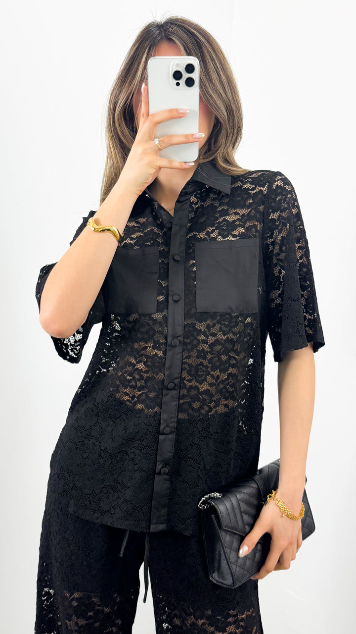 AZURA LACE SHIRT - BLACK