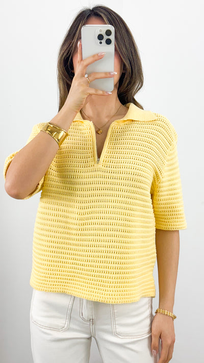 JANA ZIP TEE KNIT - LEMON