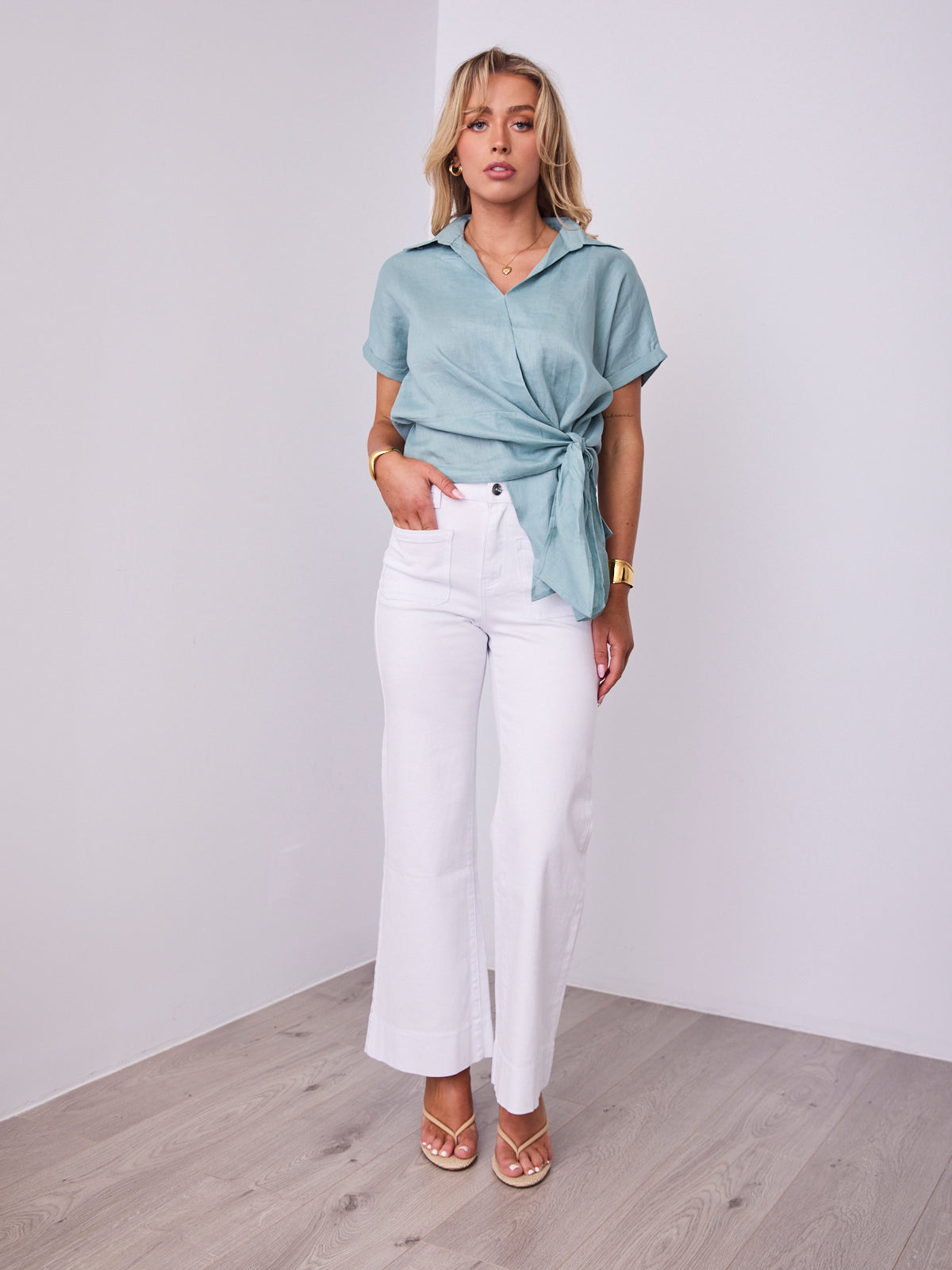 COMO LINEN SHIRT - SAGE
