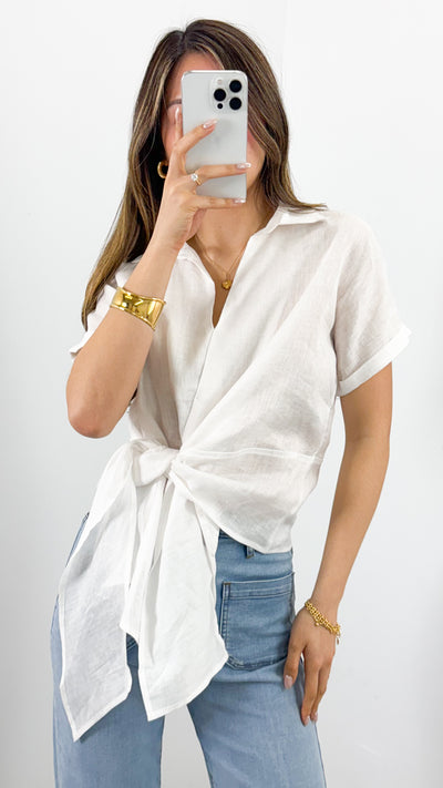 COMO LINEN SHIRT - WHITE
