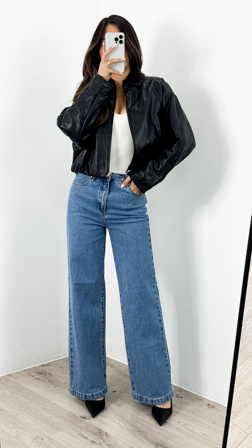 LONDON BOMBER JACKET - BLACK