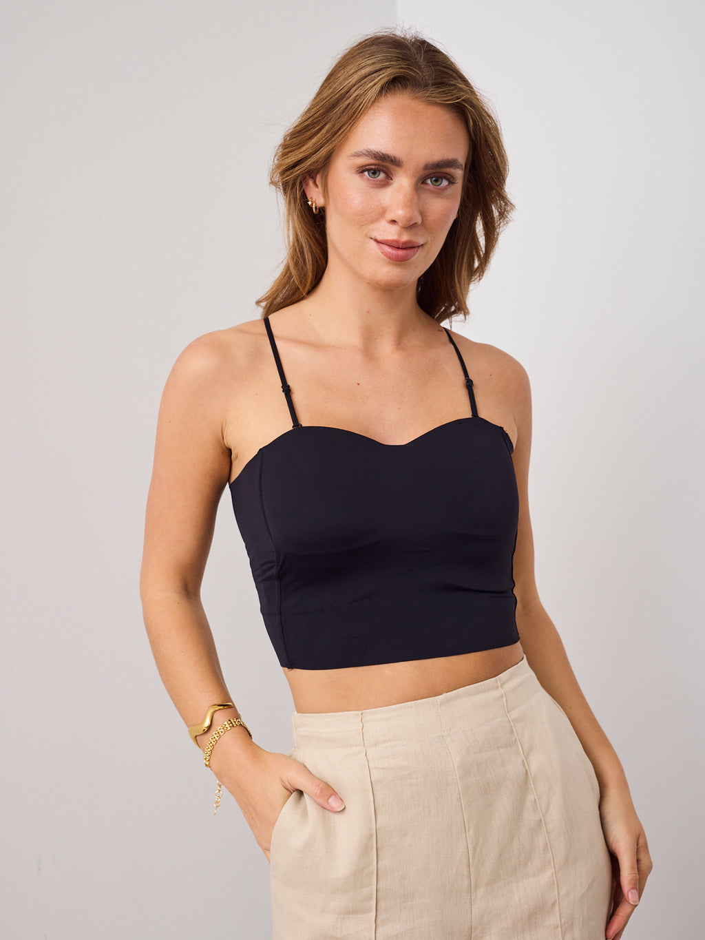 BRA SINGLET TOP - BLACK