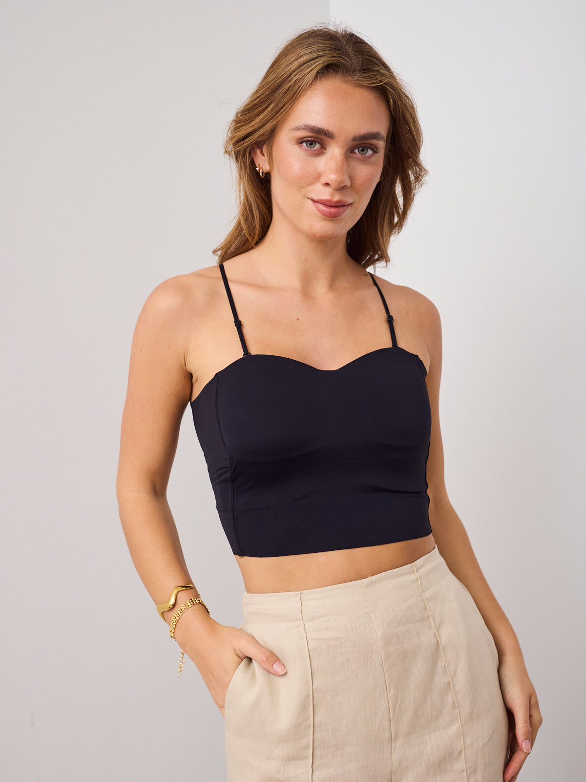 BRA SINGLET TOP - BLACK