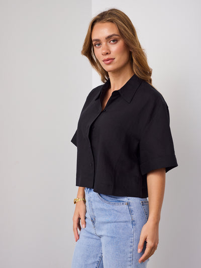 RODELL LINEN SHIRT - BLACK