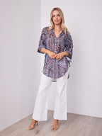 SHANI SHIRT - BLUE/CHOCOLATE