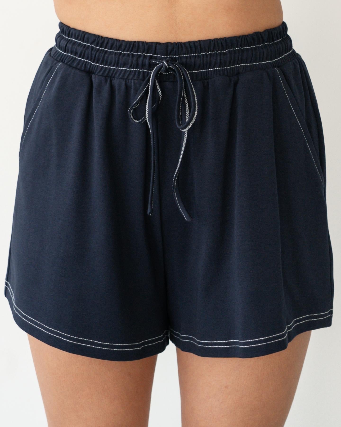 ESTHER EASY TUCK TEE + SHORTS SET - NAVY