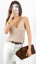 ANNIKA KNIT TANK TOP - BEIGE
