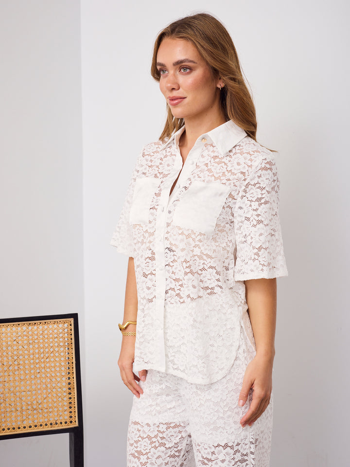 AZURA LACE SHIRT - WHITE