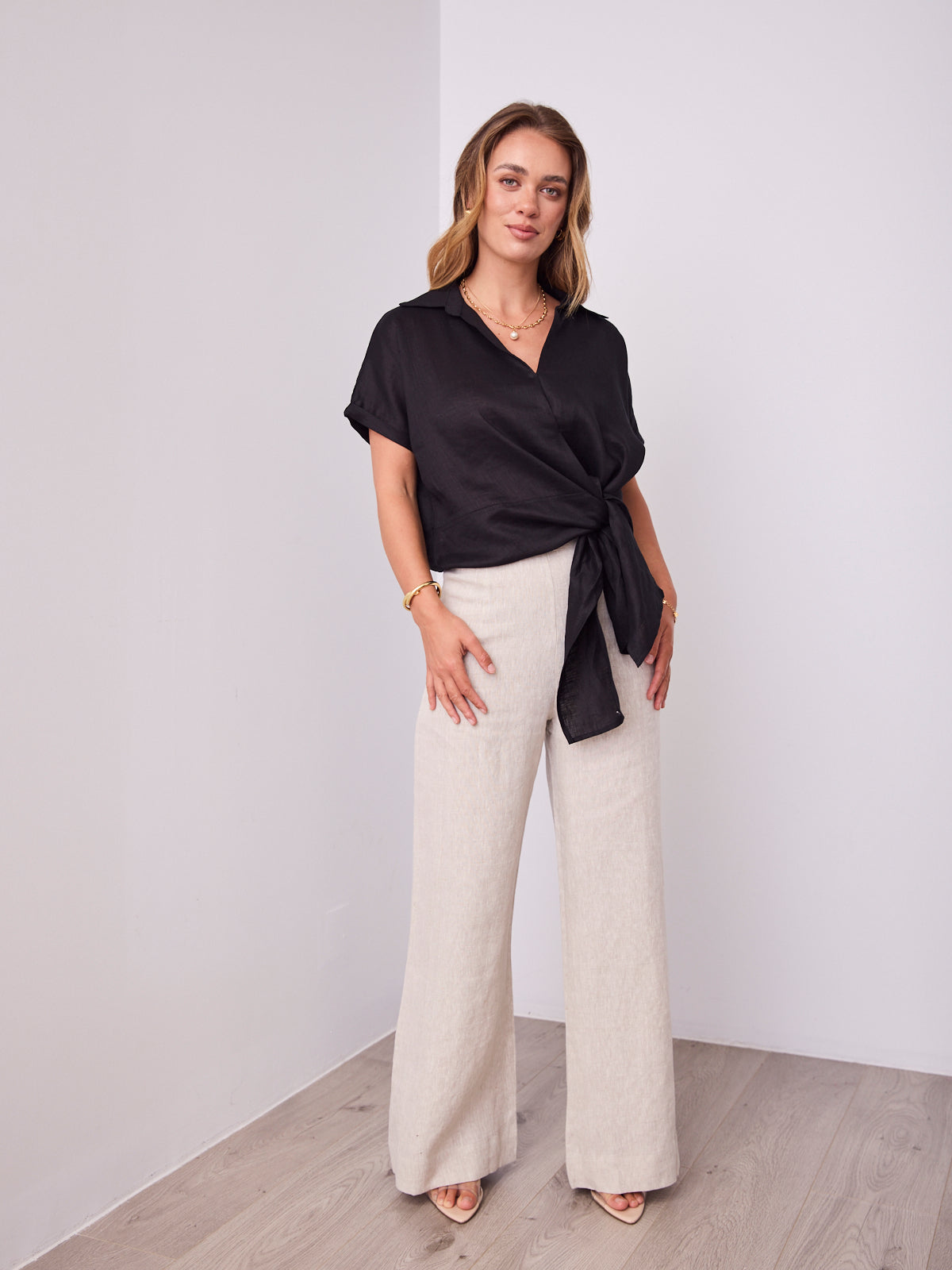 COMO LINEN SHIRT - BLACK