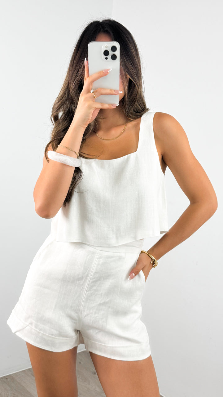 BAKER LINEN SHORTS - WHITE