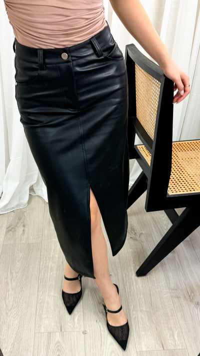 KANE MIDI SKIRT - BLACK