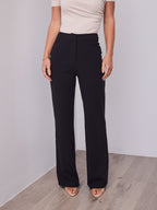 DALTON STRETCH JERSEY HIGH WAISTED STRAIGHT LEG PANT - BLACK
