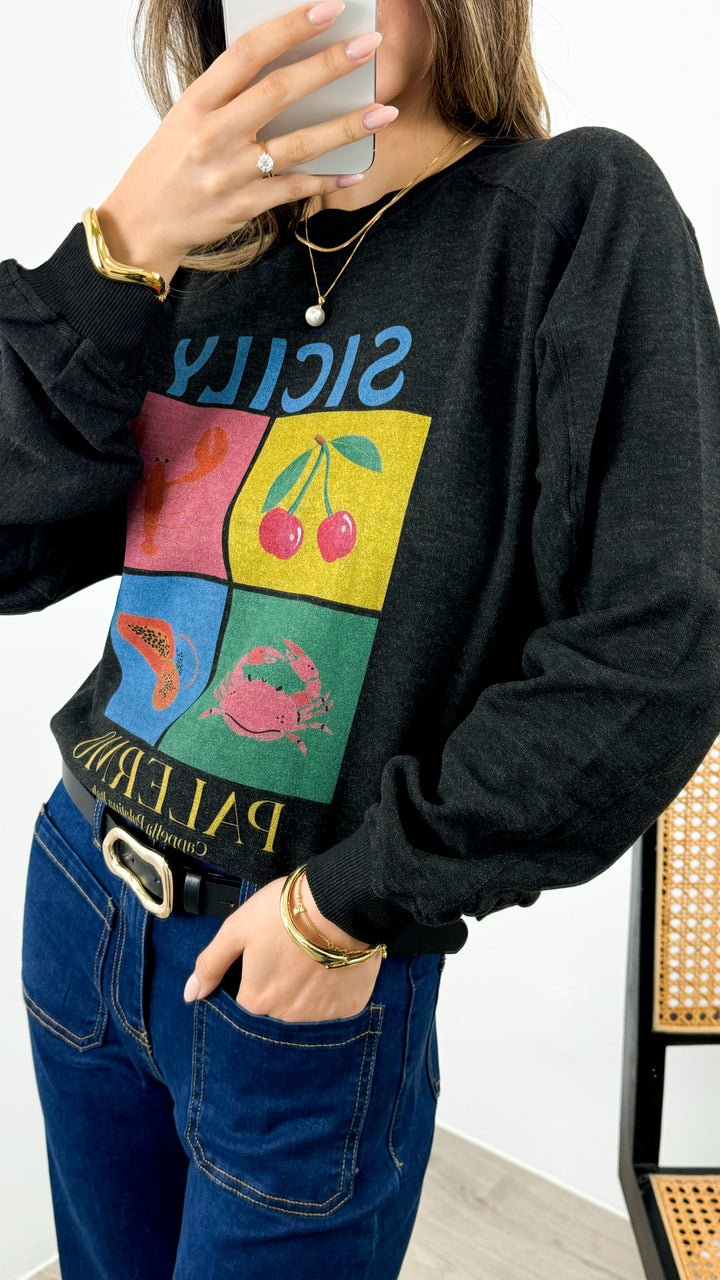 SICILY JUMPER - WASHED BLACK