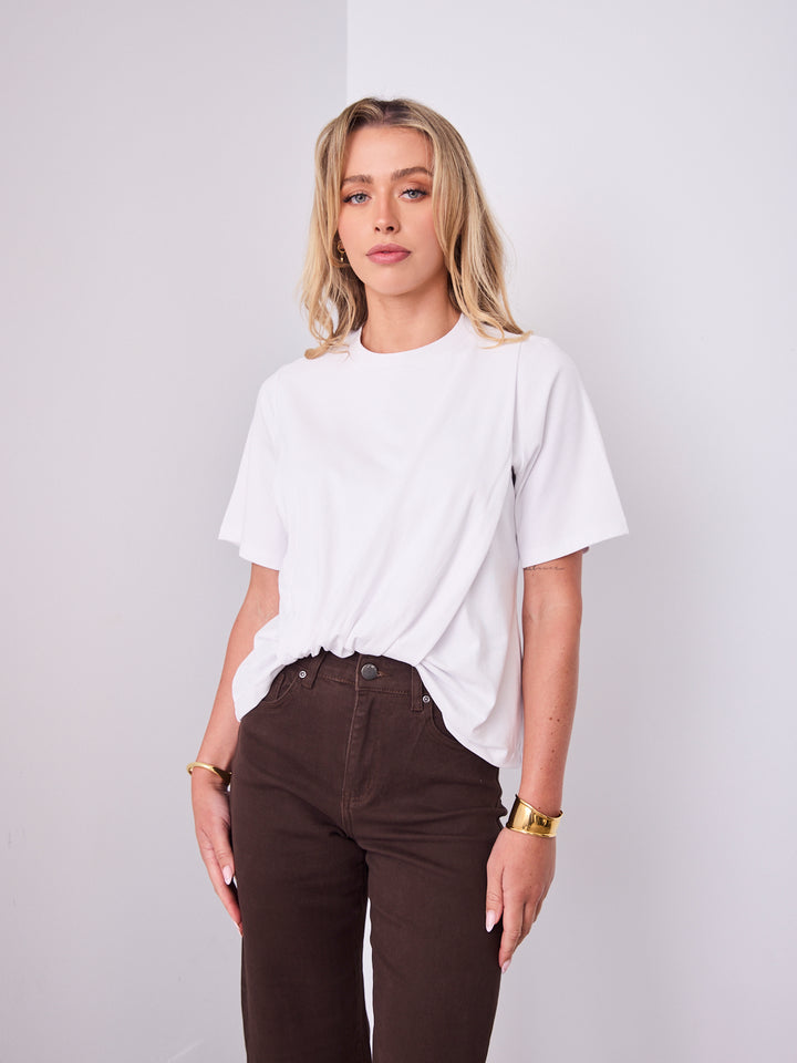 AMBER TUCK TEE - WHITE