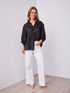 MARTA LINEN SHIRT - BLACK