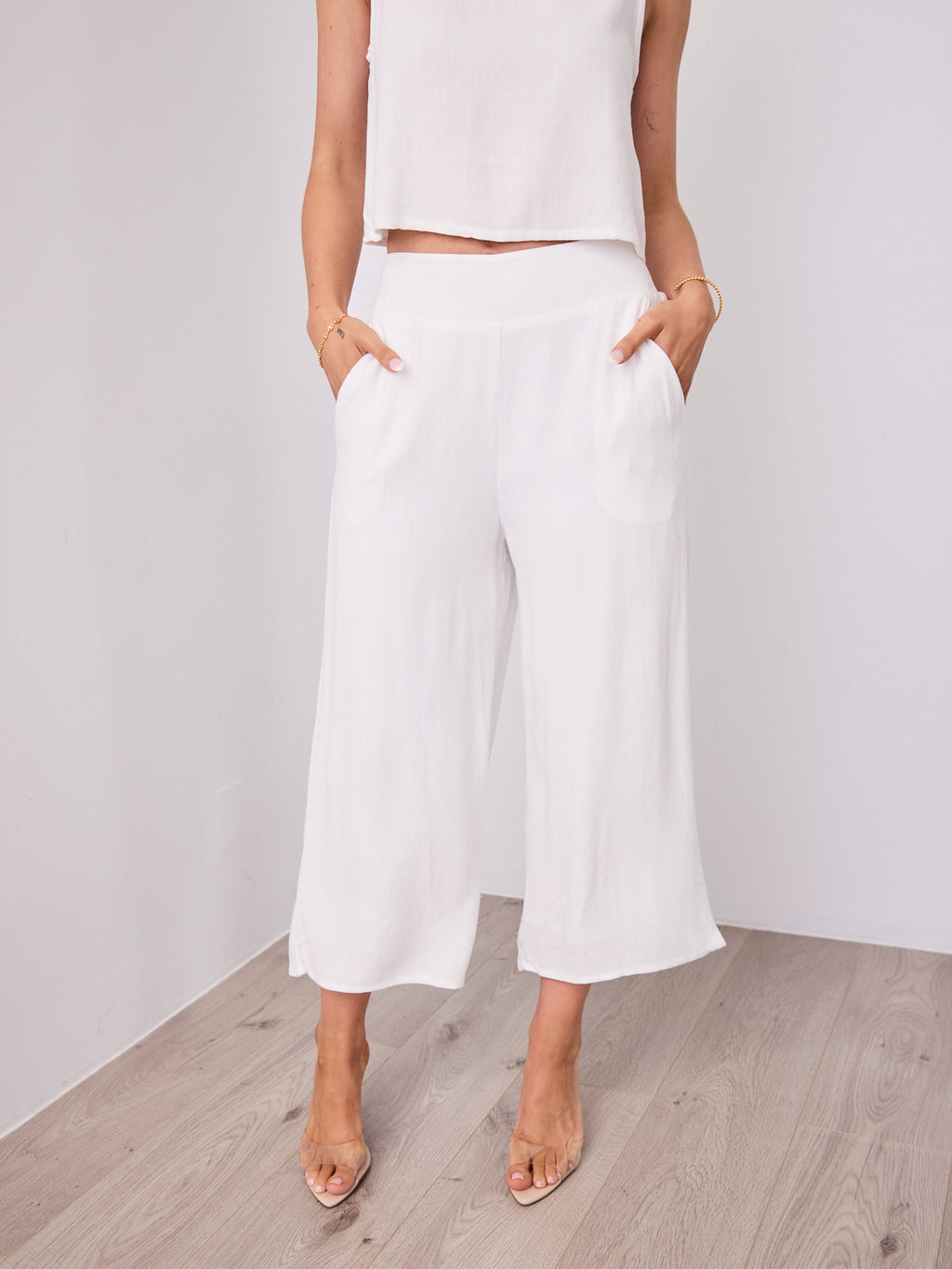 MEMPHIS 7/8 LINEN PANT - WHITE
