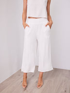 MEMPHIS 7/8 LINEN PANT - WHITE