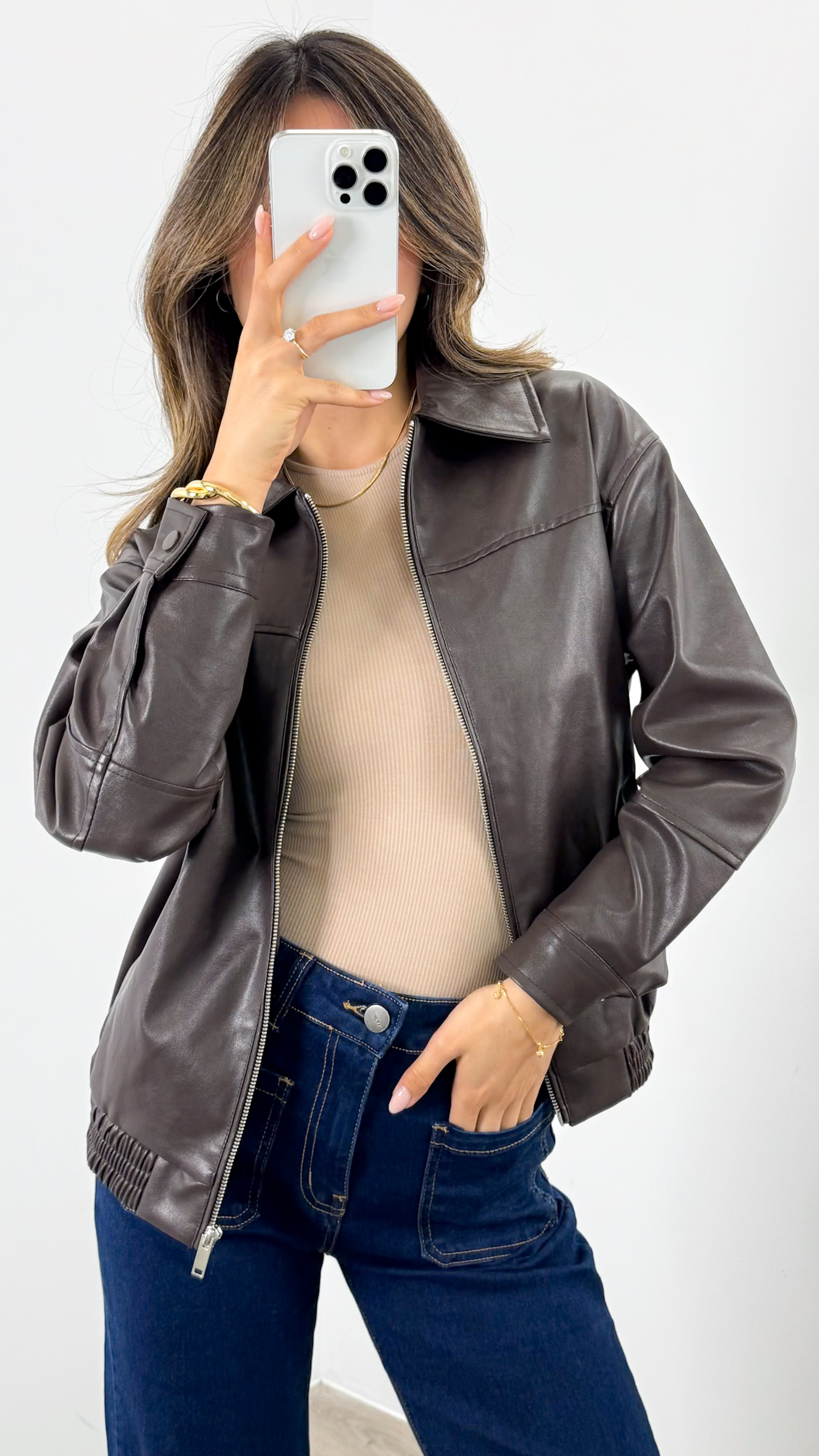 JAMISON PU JACKET - CHOCOLATE